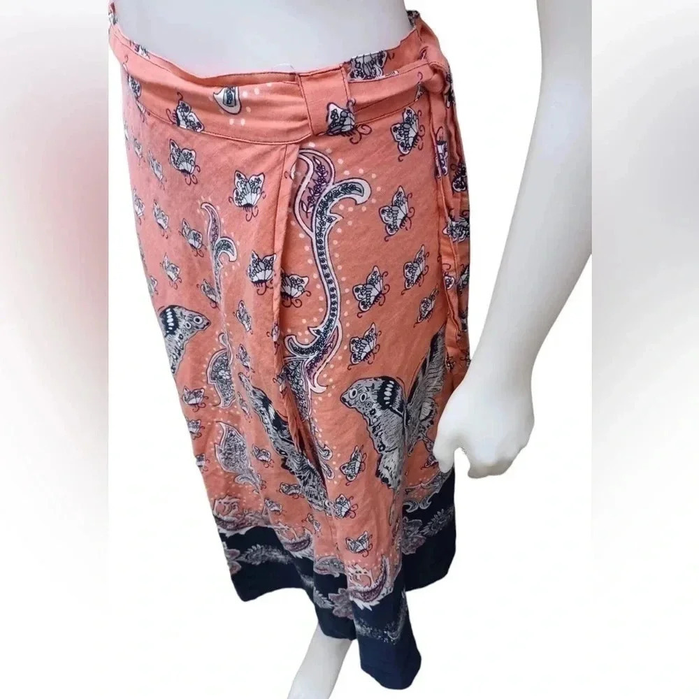 💥HOST PICK💥 Lucky Brand Boho Linen Blend  Wrap Skirt Size Small - Picture 2 of 10